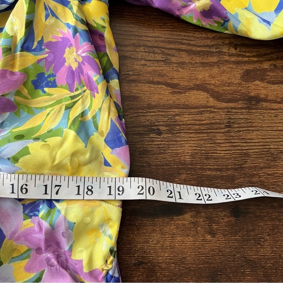 For Love & Lemons Cassia Midi Dress in Lemon Floral Size 2X 3/4 Sleeve V-Neck - Picture 3 of 16